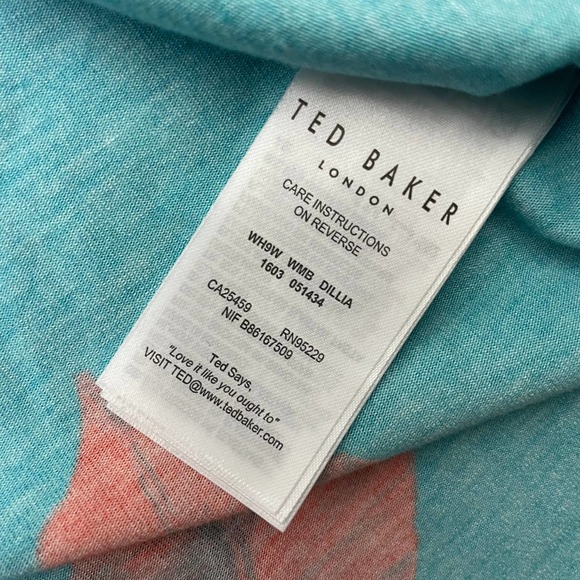 NWT Ted Baker Fantasia Fitted Tee Turquoise Size 4 - Picture 2 of 12